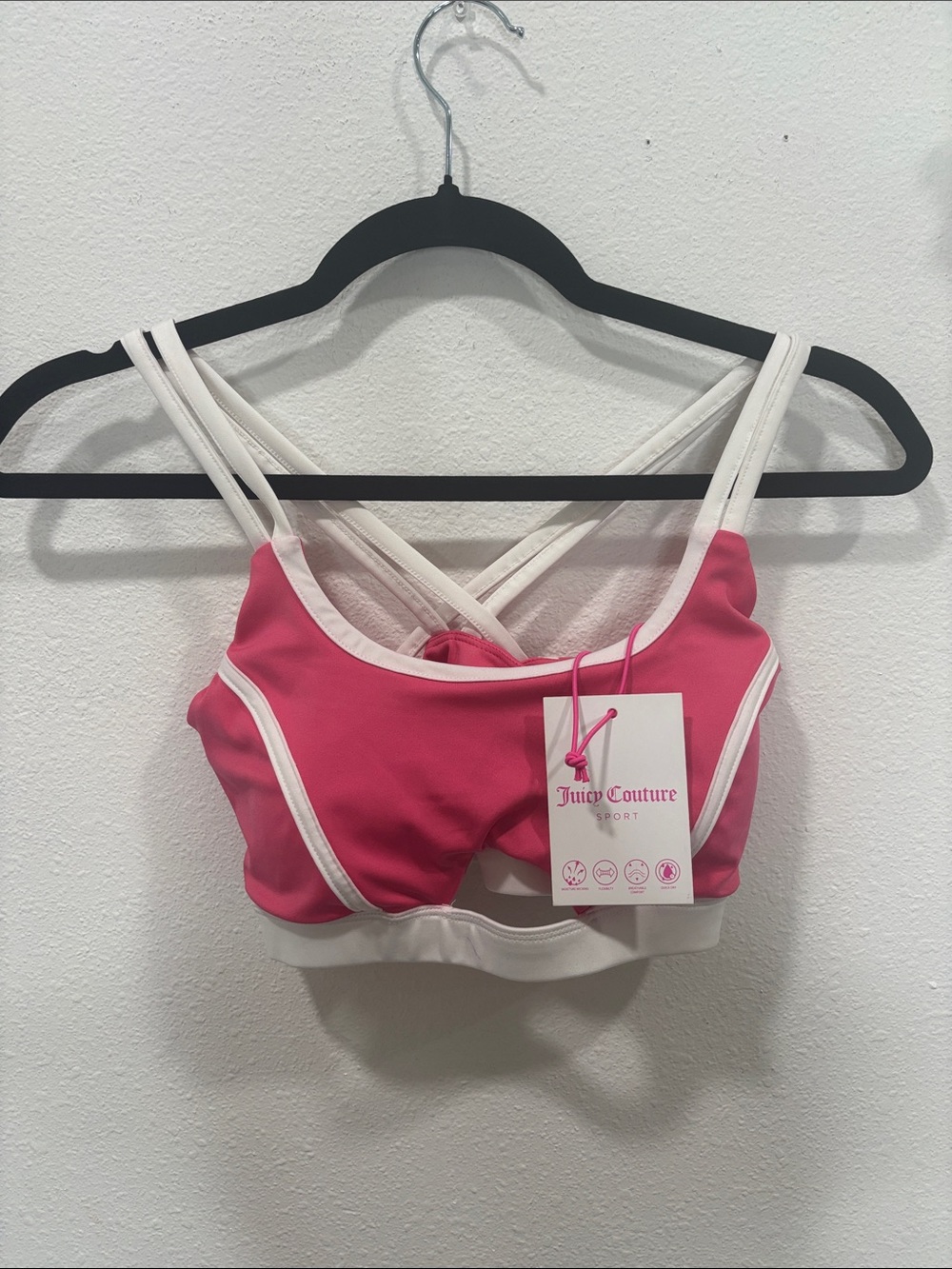 Juicy Couture Hot Pink Sports Bralette with White Trim
